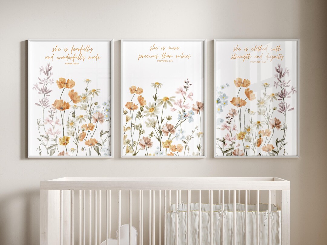 Wildflower Nursery Decor,wildflower Prints, Boho Nursery Wall Art, Girl ...