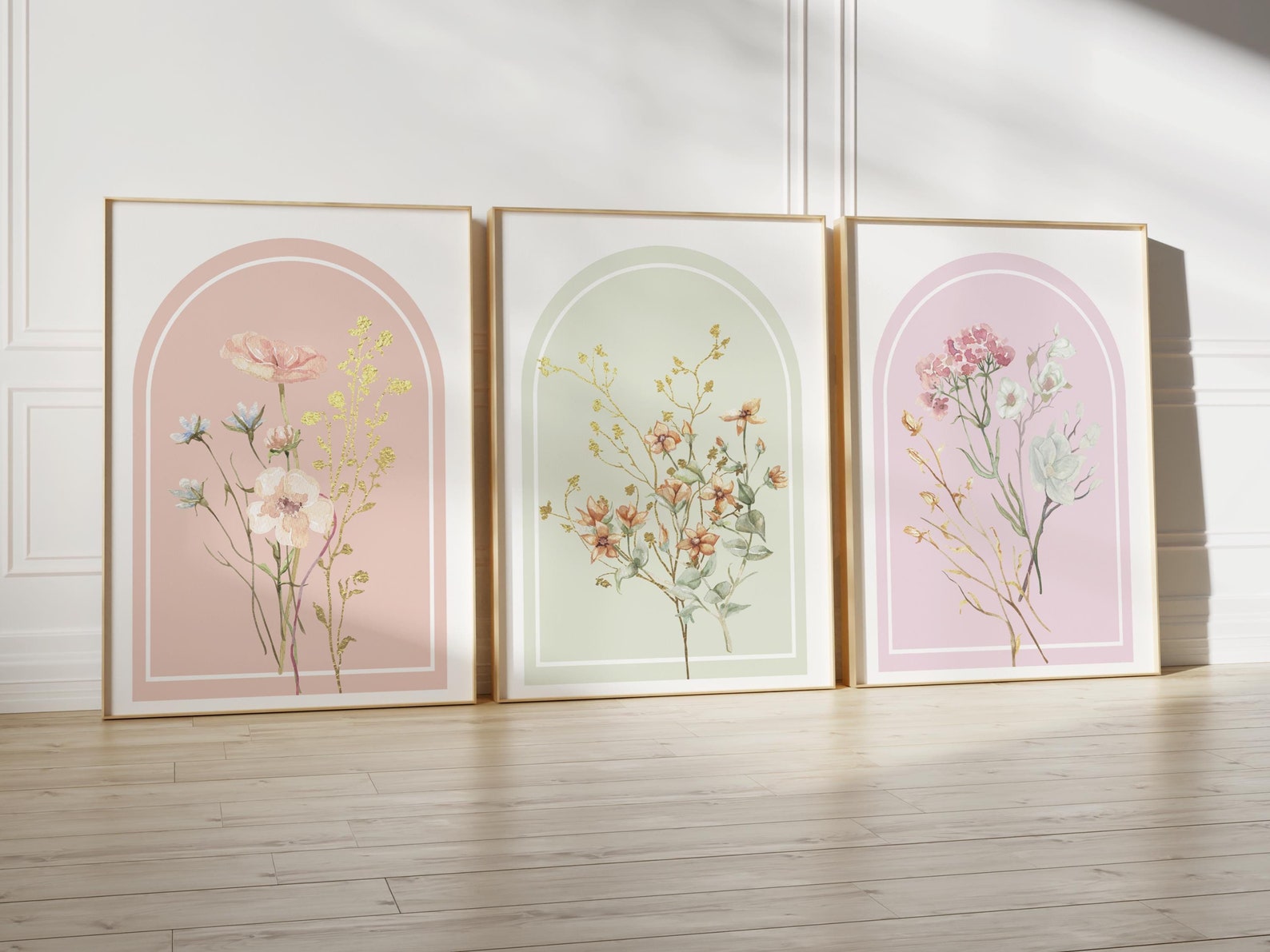 Watercolor Flower Prints Set of 3, Wildflowers Floral Art, Gallery Wall ...
