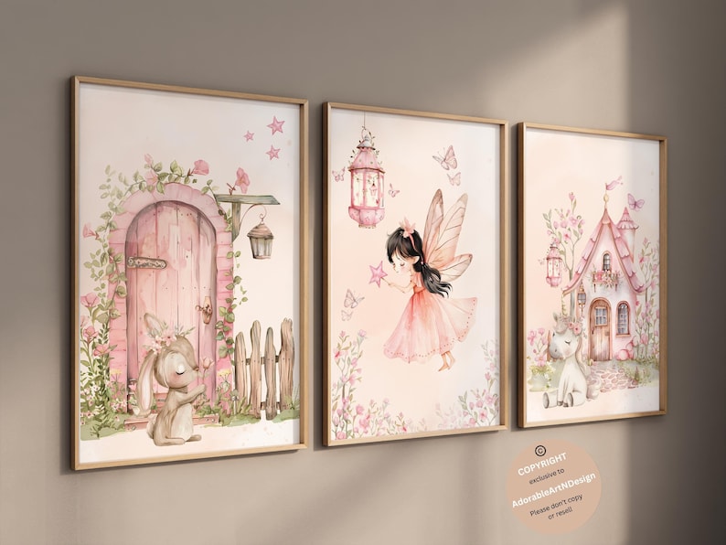Fairy Nursery Wall Art, Fairy Garden Wall Art, Fairy Art, Set of 3 ...