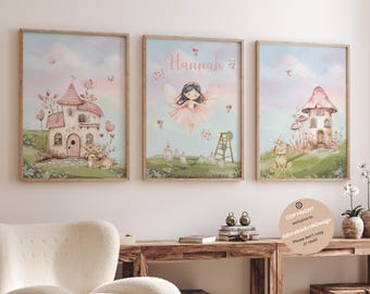 Feengarten Wandkunst, Fee, Kinderzimmer Thema Dekor, personalisiertes Namensgeschenk, Feenkunst, Mädchen-Schlafzimmer, Feen-Wandkunst für Mädchen, Feen-Dekor