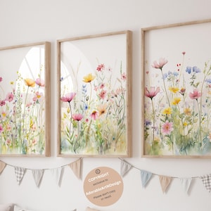 Floral prints ,Boho Nursery Wall Art, Wildflower Nursery Decor, Botanical Print, Floral Nursery Art, Girl Nursery Decor, Wildflower Prints
