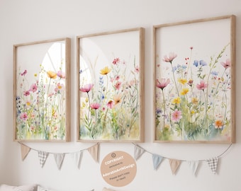 Floral prints ,Boho Nursery Wall Art, Wildflower Nursery Decor, Botanical Print, Floral Nursery Art, Girl Nursery Decor, Wildflower Prints