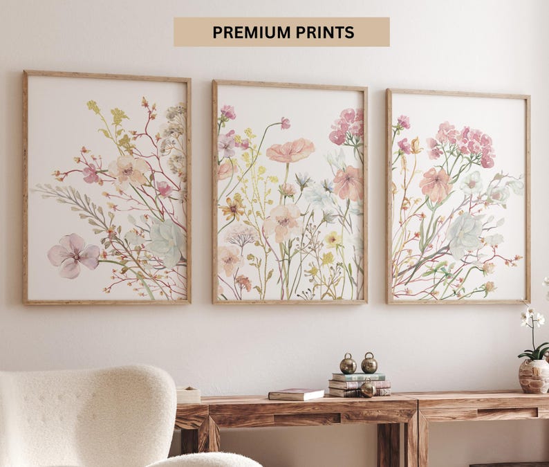 Boho Nursery Wall Art, Wildflower Nursery Decor, Botanical Print