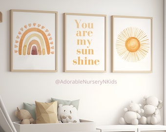 Boho Nursery Decor,Boho Sun Nursery Wall Art,Nursery decor rainbow, Gender Neutral Nursery,Boho Wall Art,Sun wall art, Rainbow printS