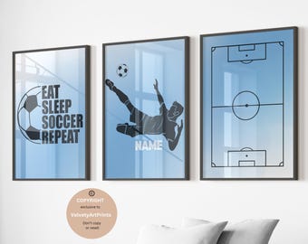 Personalized Soccer Wall Art Prints, Custom Name Soccer Poster, Boys Bedroom Decor, Teen Room Decor, Soccer Gifts, Printable Soccer Jersey
