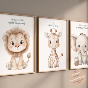 Bible verse nursery, Christian nursery wall art,  Animal prints, Scripture nursery, safari animals, Baby animal prints, Safari nursery decor