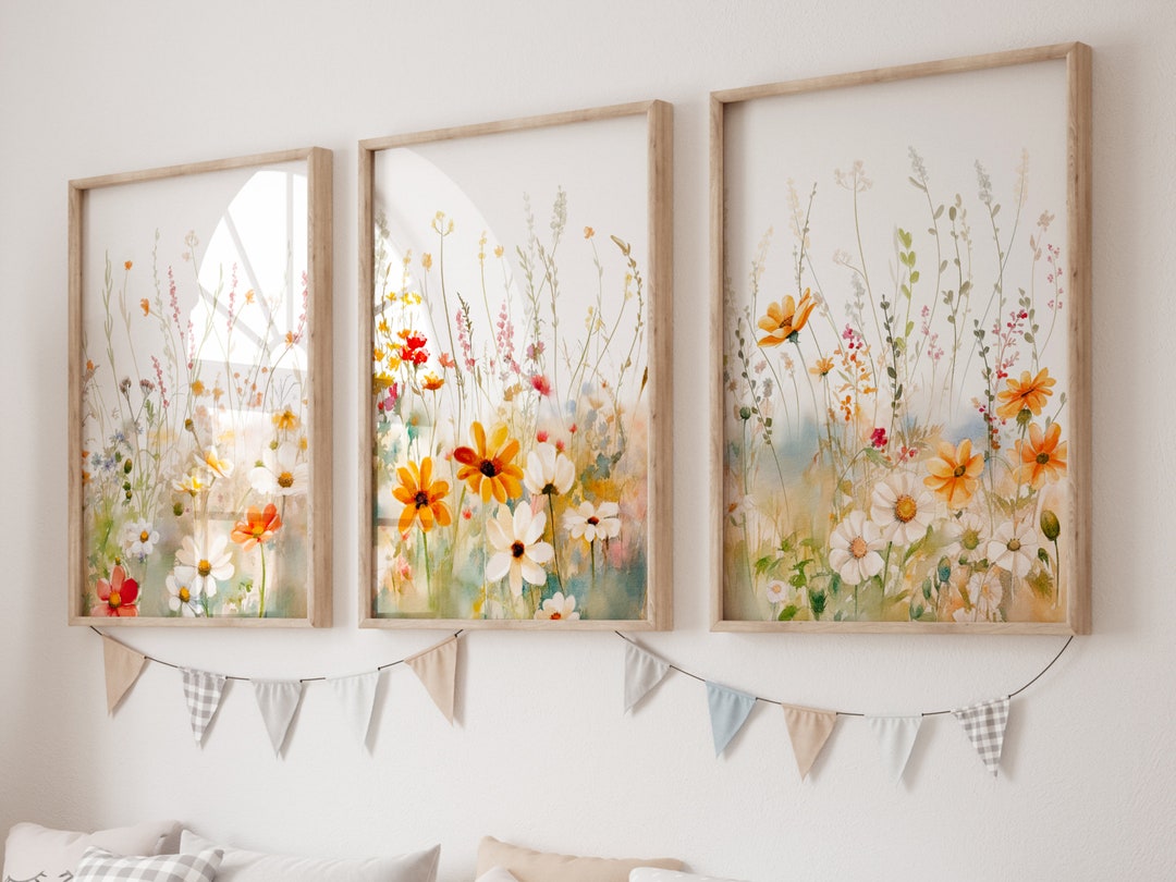Boho Nursery Wall Art, Wildflower Nursery Decor, Botanical Print ...