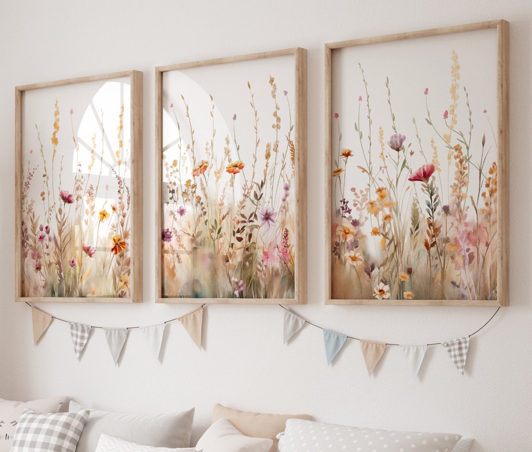 Boho Nursery Wall Art, Wildflower Nursery Decor, Botanical Print ...