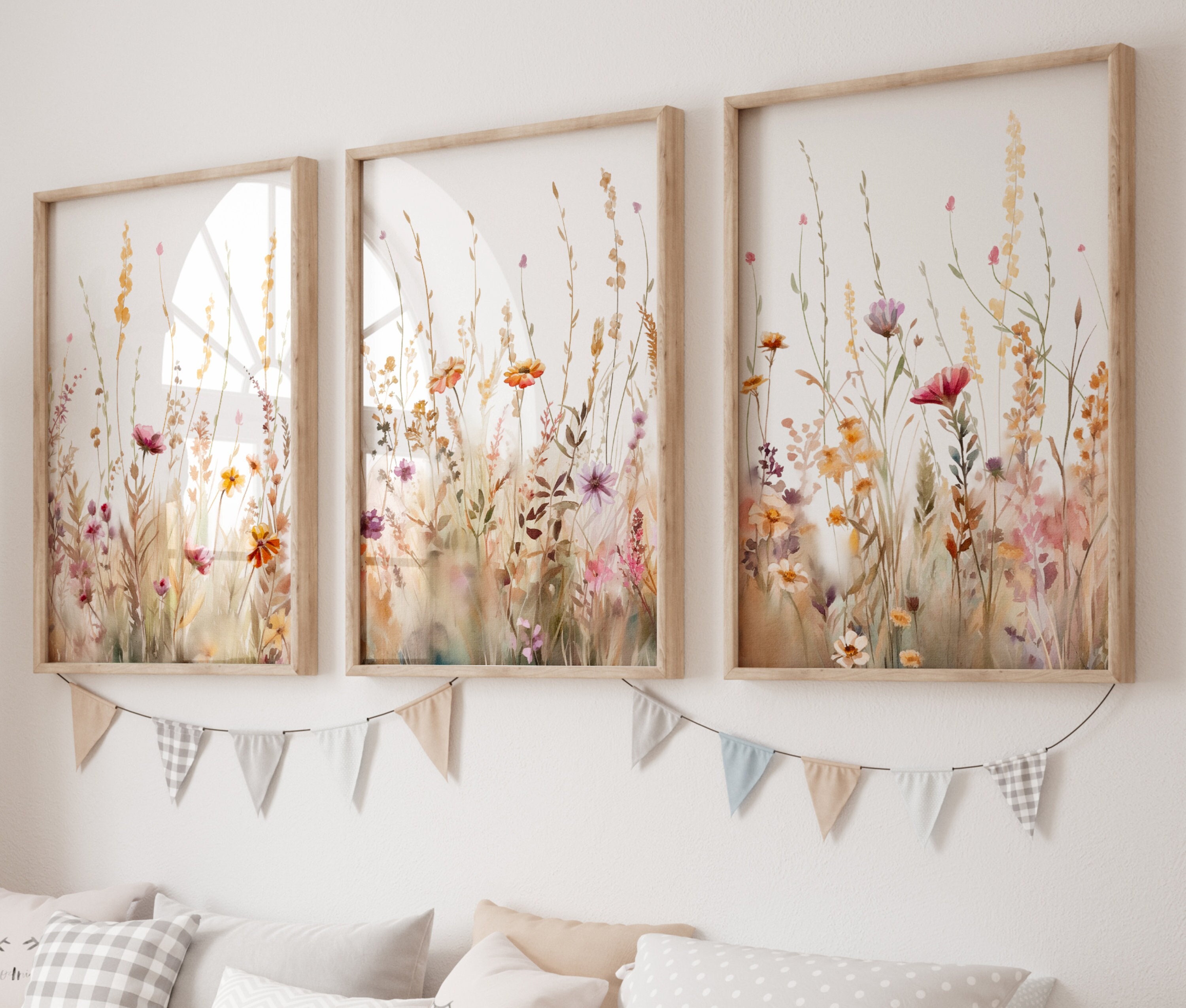 Wildflower Prints, Boho Nursery Wall Art, Wildflower Nursery Decor ...