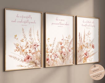 Wildflower Prints, Boho Nursery Wall Art, Wildflower Nursery Decor, Girl Nursery Decor, Floral Nursery Art, Christian nursery, Bible nursery