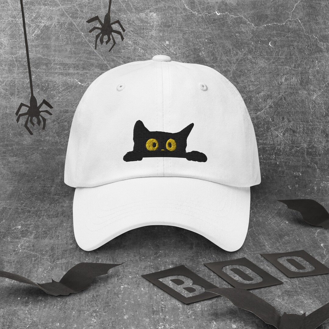 Black Cat Hat Black Cat Baseball Hat Spooky Season Hat Etsy