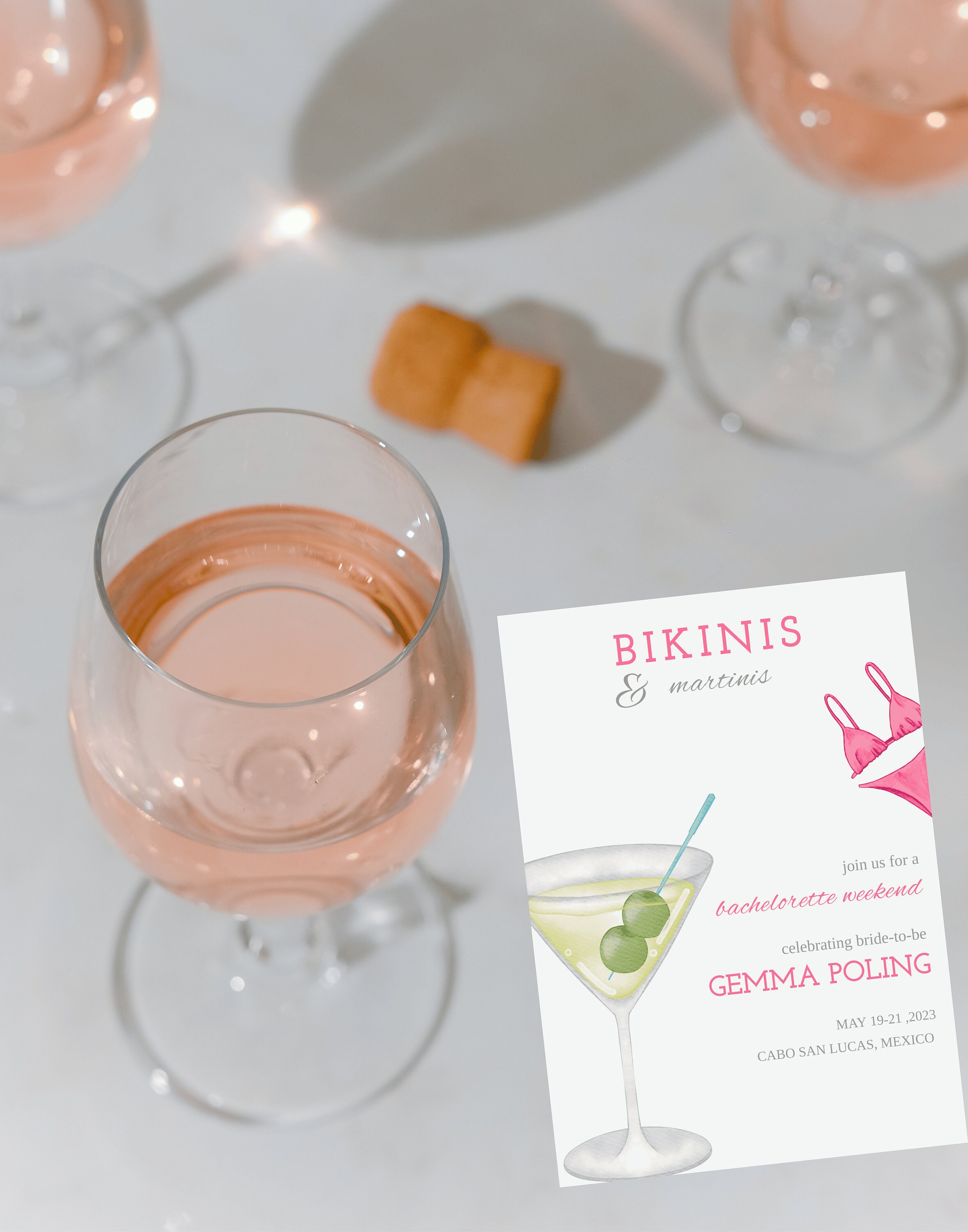 Bikinis and Martinis Invitation Bachelorette Martini Party Bikini and