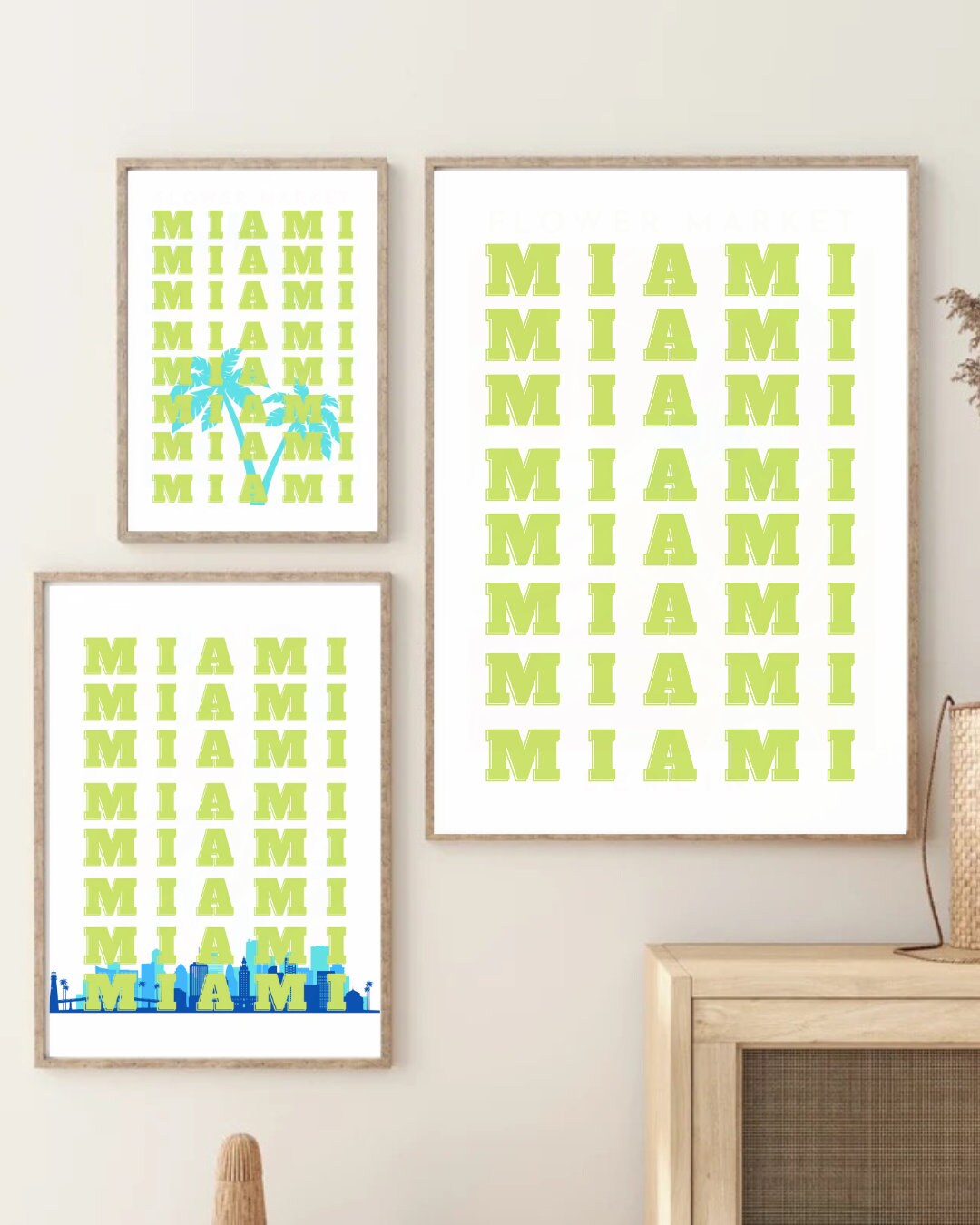 Miami Poster Miami Art Print Miami Wall Art Miami Skyline Miami FL Wall