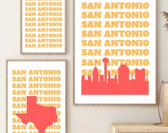 San Antonio Kunstdruck | San Antonio Wandkunst | San Antonio Skyline | San Antonio TX Wand-Dekor | San Antonio Texas Kunst | 3 JPG-Druckgrößen