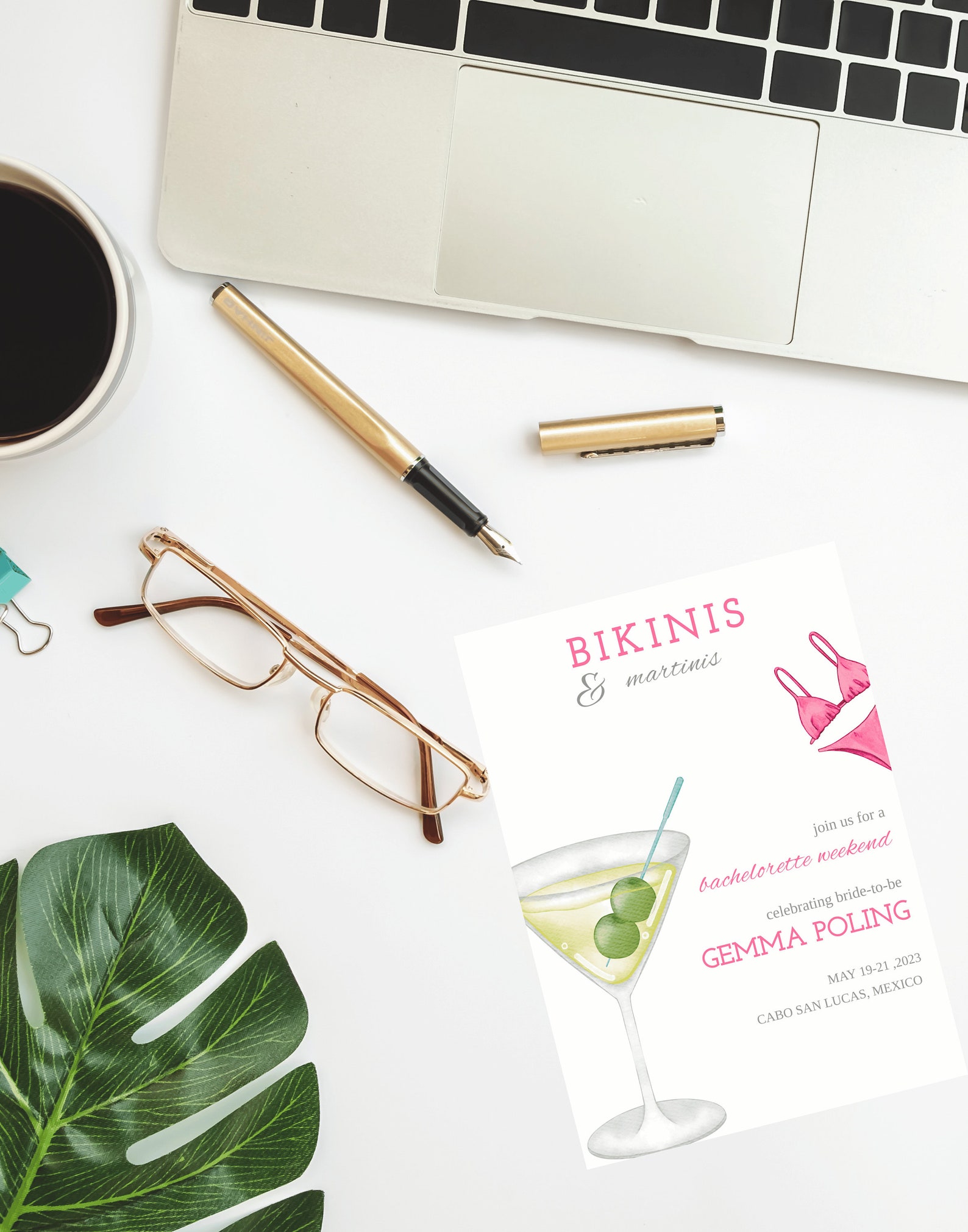 Bikinis and Martinis Invitation Bachelorette Martini Party Bikini and Martin Bachelorette Beach