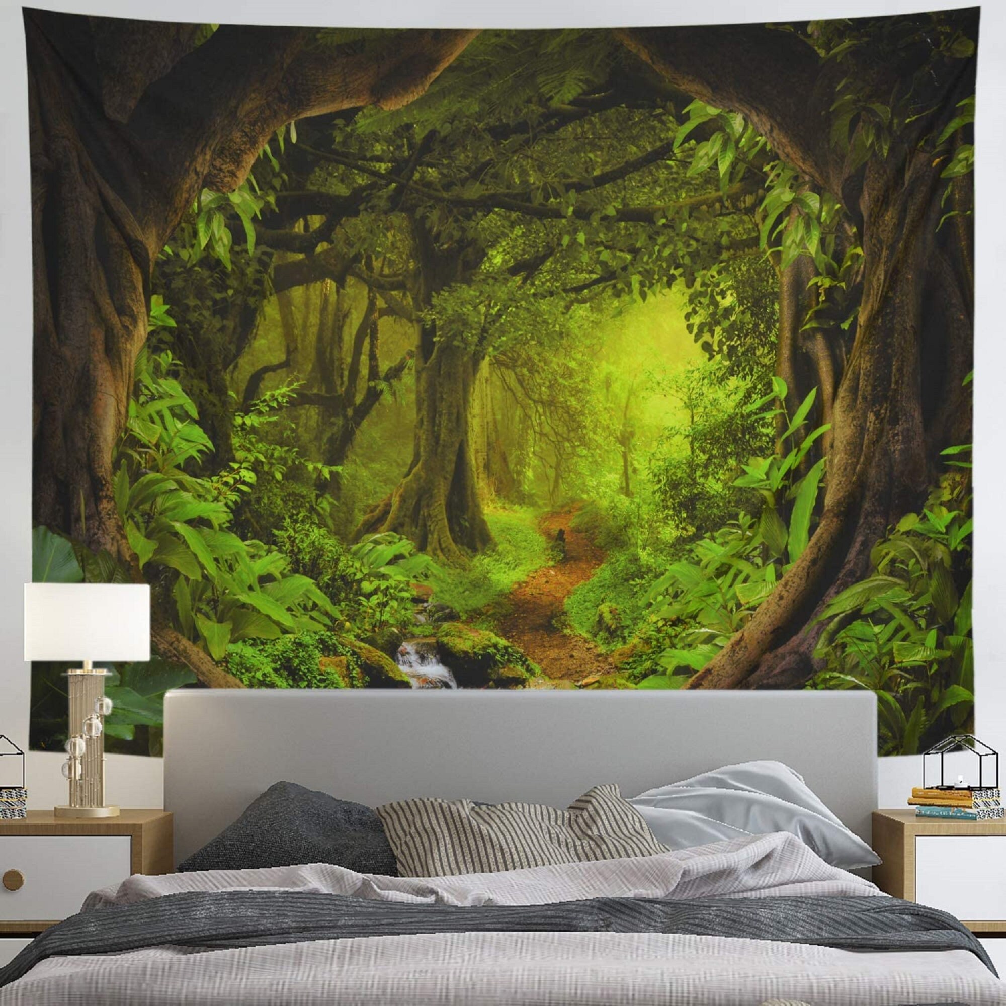 QCWN Fairy Tale Forest Tapestry Fantasy Style Wall Hanging Home Decoration for Bedroom and Living Room 8, 78Wx59L 