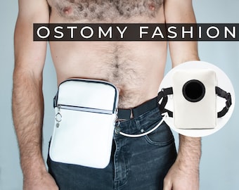 Ostomy Stoma Pouch Cover Stoma Fashion Heuptasje Wit PU Leer Met Verstelbare Tailleband