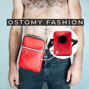 Stomahoesje Stoma Fashion Heuptasje Rood PU Leer Met Verstelbare Tailleband