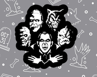 Classic Universal Monsters Sticker, Halloween Stickers, Monsters Water Bottle Sticker, Laptop Sticker, Weatherproof, Frankenstein, Dracula