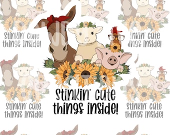 Stinkin Cute Things Inside Sticker, Country Packaging Sticker, Mailing Supplies, Small Business Shop Sticker, Thank You Sticker, Farm Animal