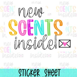 New Scents Inside Sticker Sheet, New Wax Melts Sticker, Candle, Wickless, Small Fragrance Business Stickers, Home Scents Packaging