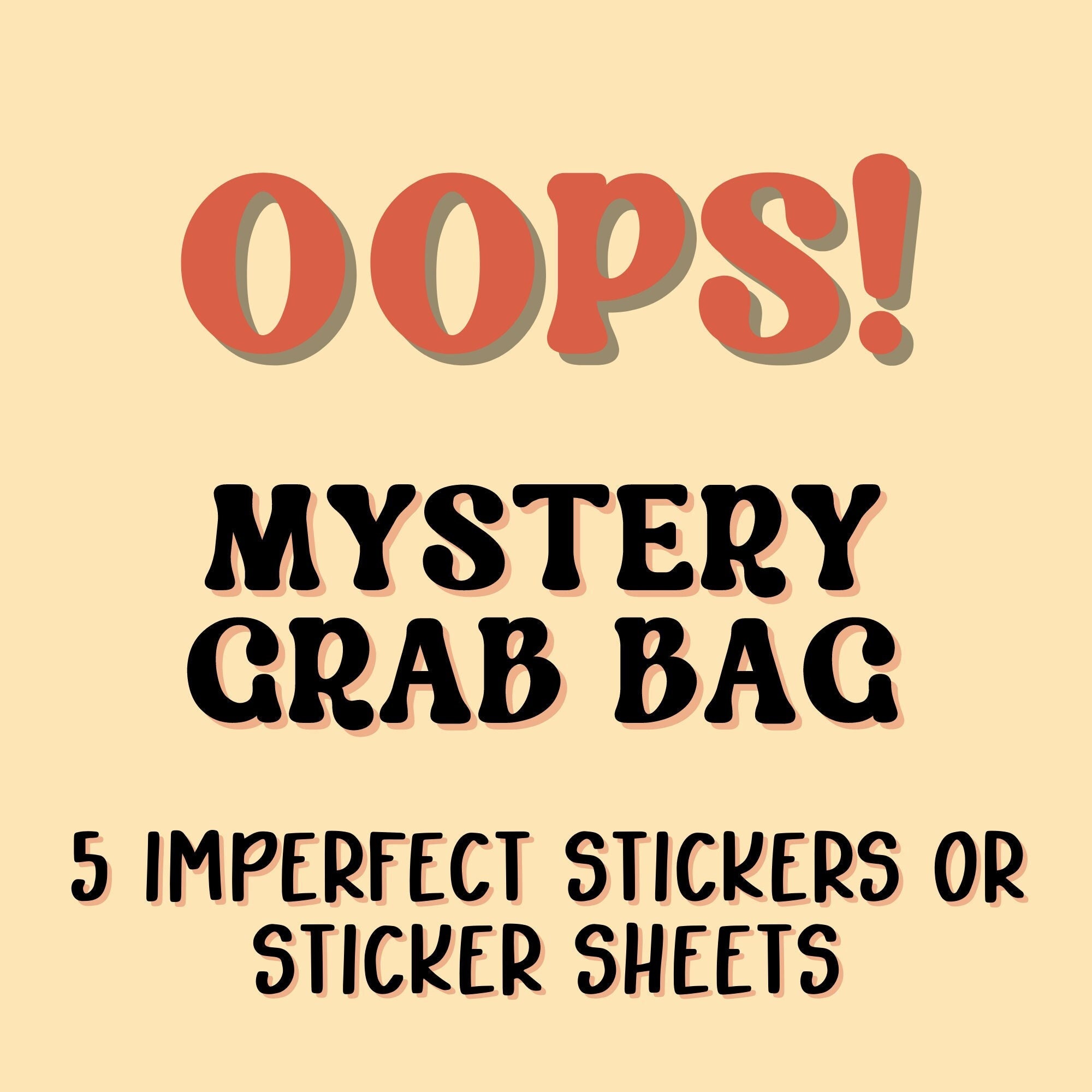 No Grab Sticker Oops Grab Bag, Mystery Oops Stickers, Waterproof Imperfect Stickers ...