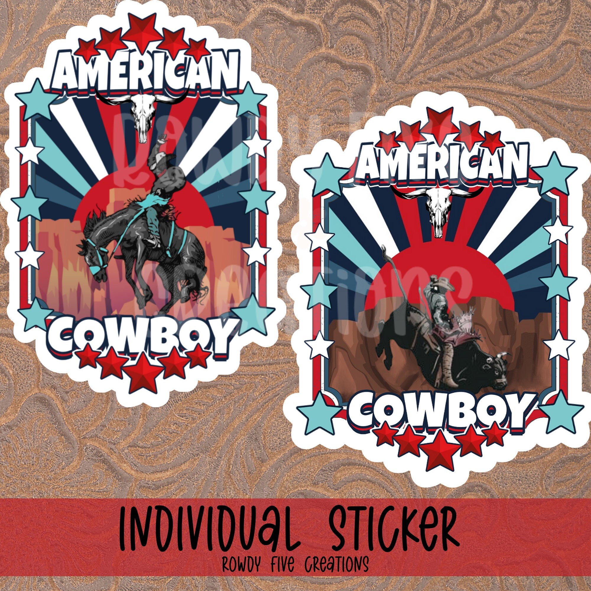 American Rodeo Stickers American Cowboy Sticker, Bronc Rider Water Bottle Sticker, Rodeo Vinyl ...