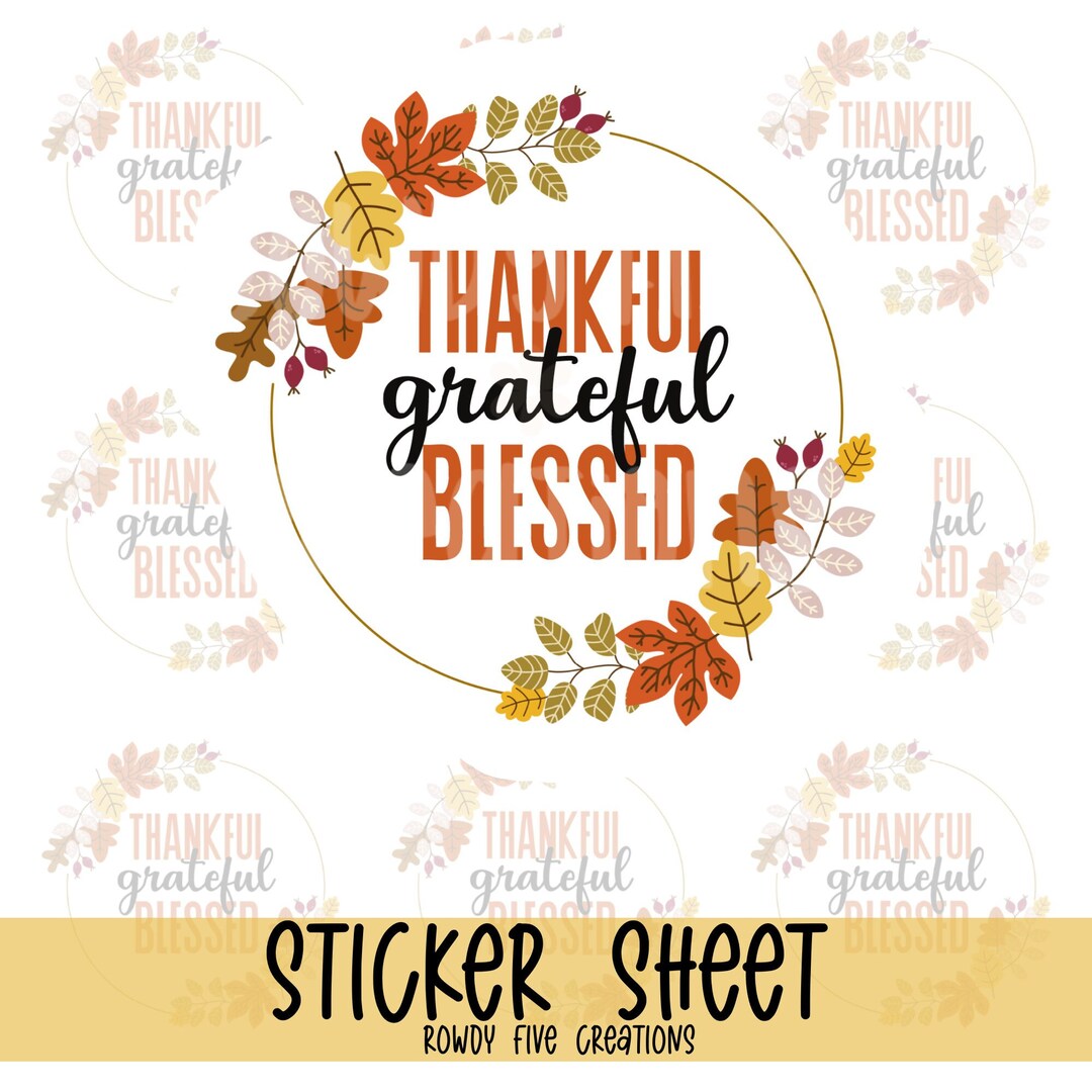 Thanksful Sticker Thankful Grateful Blessed Stickers, Thanksgiving Stickers, Autumn Thank ...