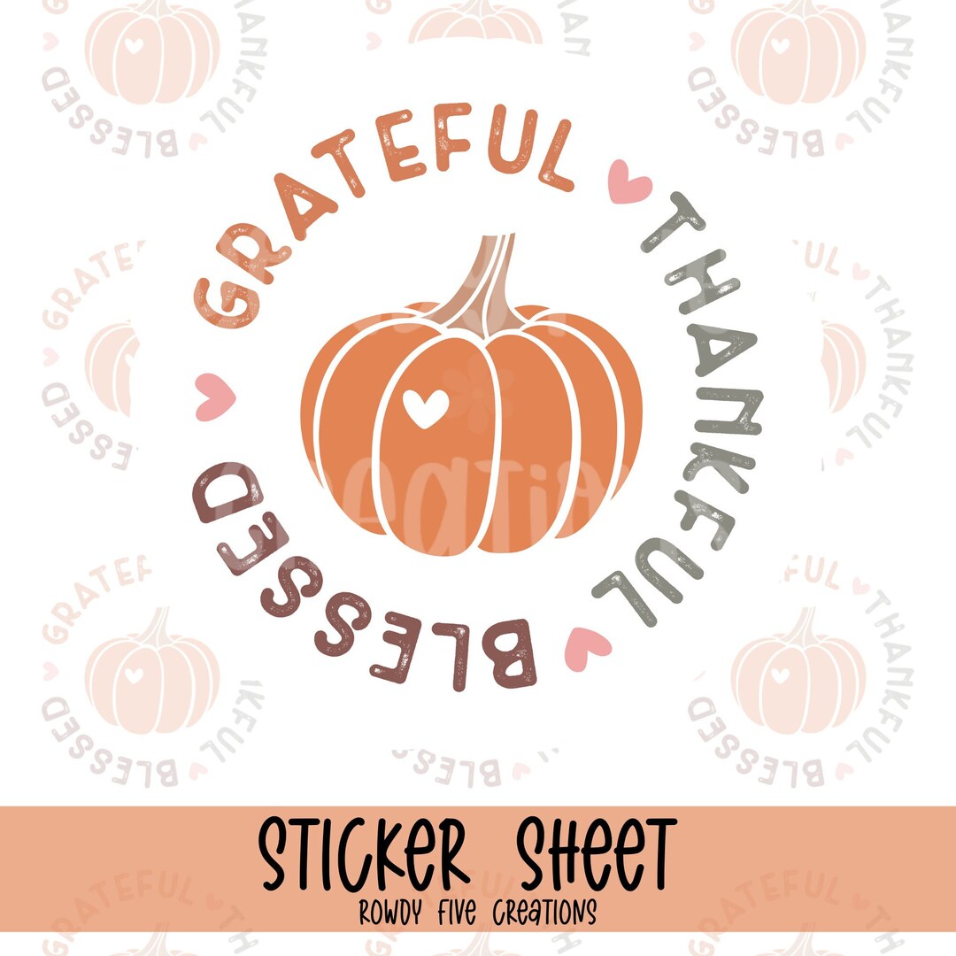 Thanksful Sticker Grateful, Thankful, Blessed Stickers, Happy Mail Sticker, Small ...