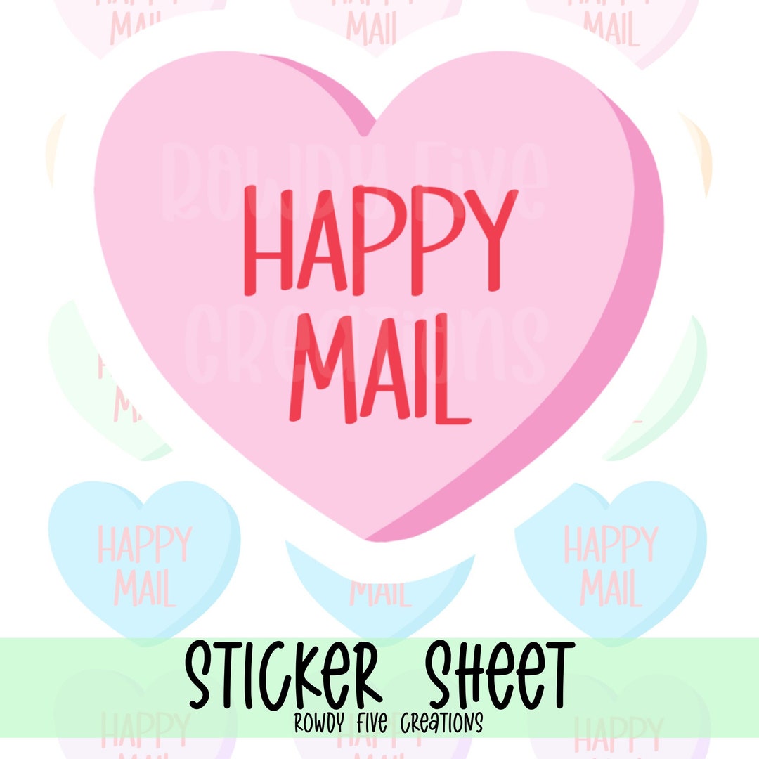 Happy Mail Candy Heart Stickers, Thank You for Shopping Small