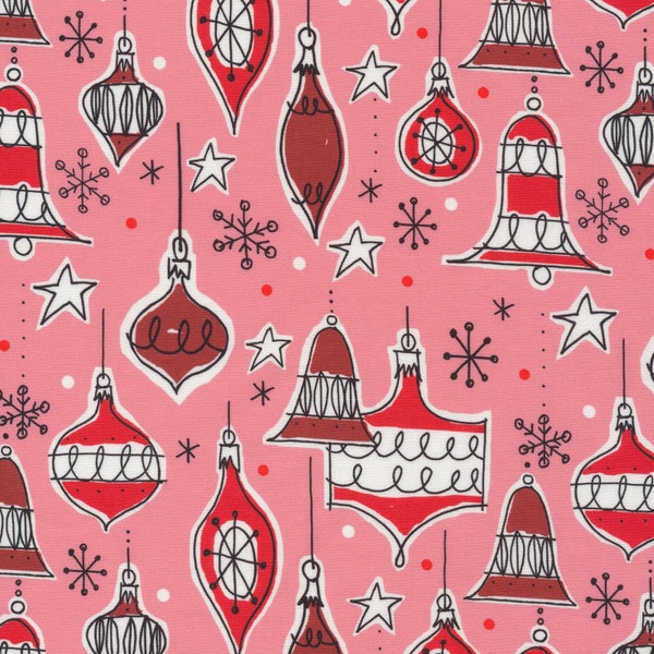 Vintage styled Christmas ornaments. Vintage Ornaments by Alanna Cavanah for Cloud 9 Fabrics 226952 RETRO CHRISTMAS ~ Fabric by the yard.