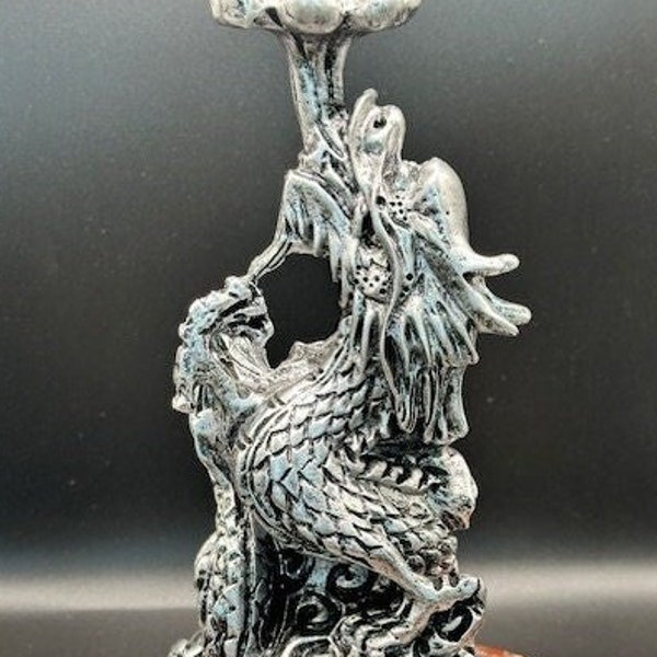 Silver Dragon & Lucky Clouds Sphere Holder, Dragon Sphere Stand