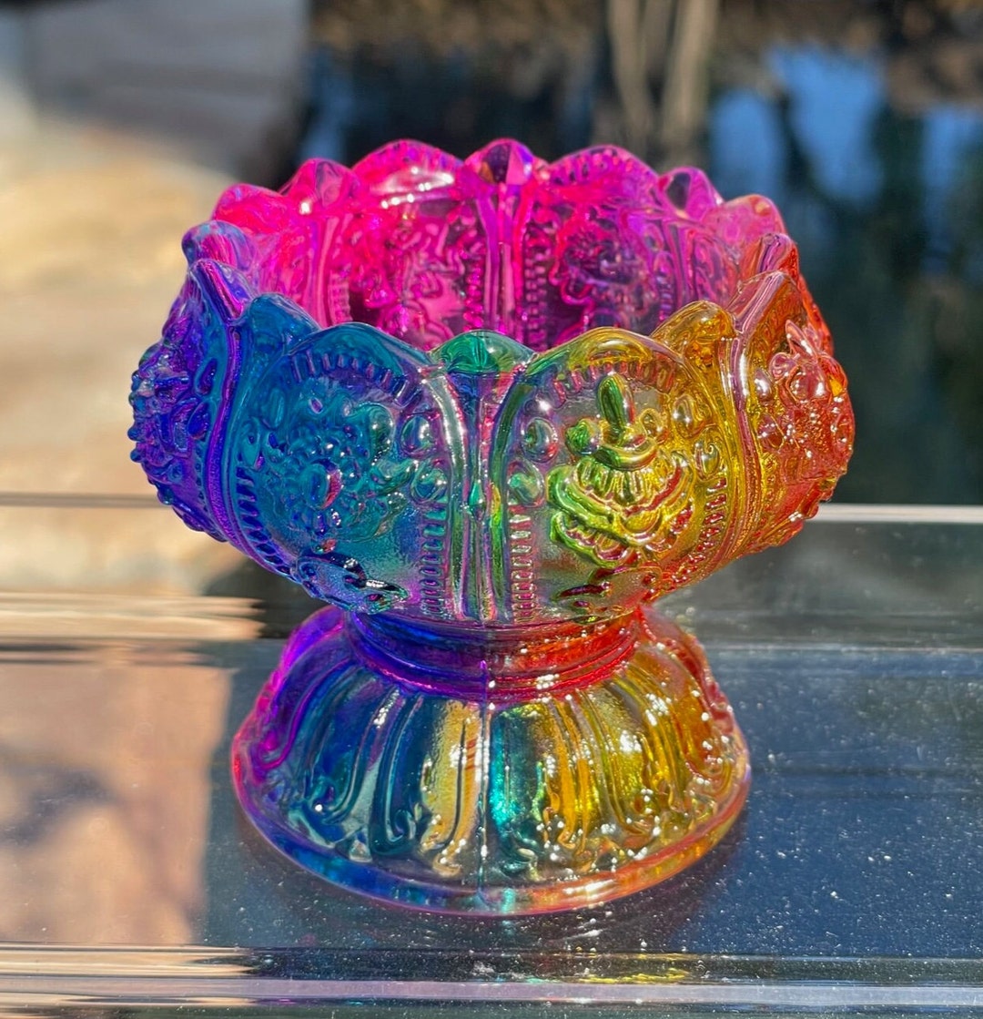 Rainbow Chakra Glass Tealight Candle Holder Chakra Color Etsy