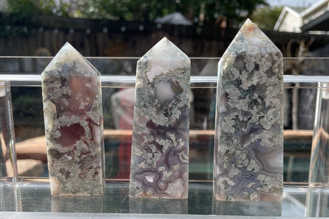 Blue Moss Agate Towers you Choose Etsy