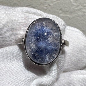 AAA Rare Blue Dumortierite in Quartz .925 Silver Ring - Brazil