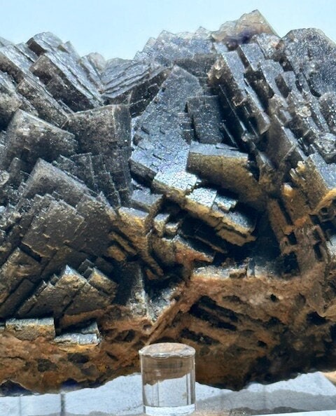 1.6lbs Black Rose Fluorite Cluster, Stepped up UV Reactive Black
