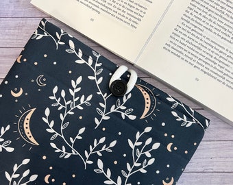 Floral Moon - XXL Bücherhülle, Hardcover, Taschenbuch, Ipad, Notebook-Schutz, Büchertasche