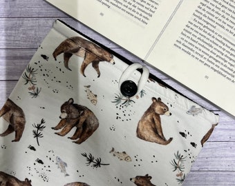 Bears and Fish - XXL Jersey Booksleeve, Hardcover, Paperback, Ipad, Notebook protector, book bag