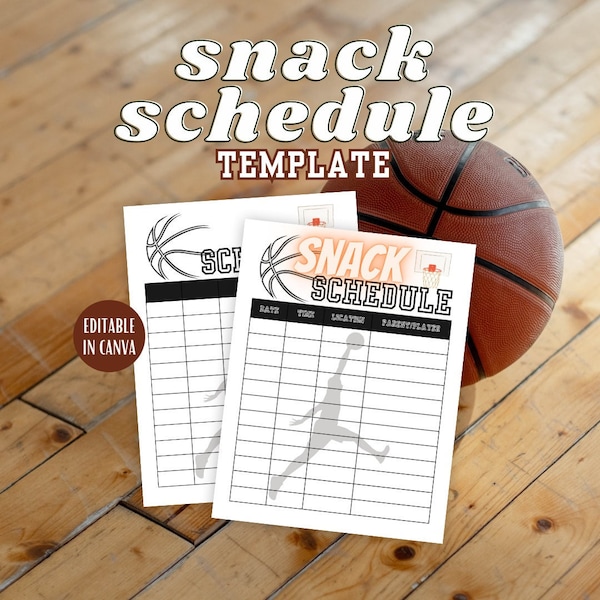Basketball Schedule Template Etsy
