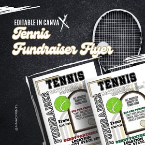 Custom Tennis Fundraiser Flyer, Printable Flyer, Canva Template, School Benefit, Poster, Team Fundraiser, Tennis Party Invitation