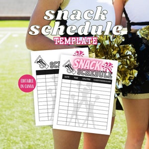 Editable Cheerleading Snack Sign Up Sheet, Game Day Schedule Canva Template, Printable Snack Volunteer, Team Snack Calendar, Snack Schedule