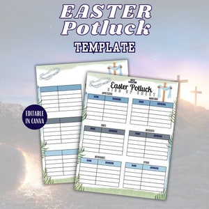 Easter Potluck Sign Up Sheet EDITABLE | Holiday Potluck Sign Up PDF | Work Potluck Up Printable | Potluck Sign Up Form | Church Template