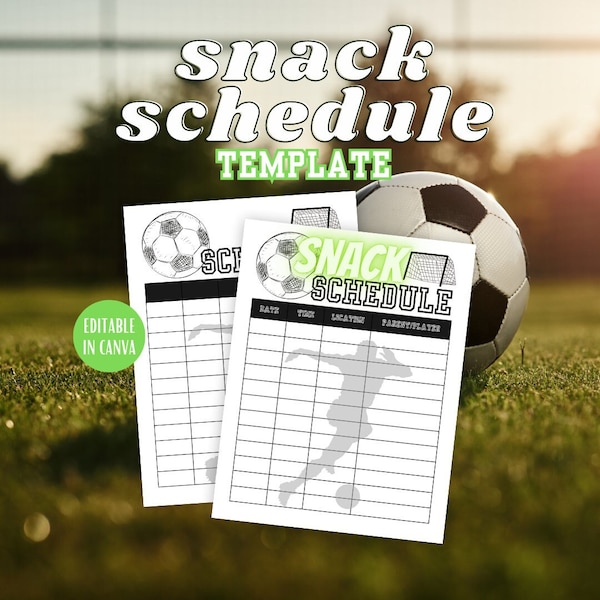 Editable Soccer Snack Sign Up Sheet, Game Day Schedule Canva Template, Printable Snack Volunteer, Team Snack Calendar, Snack Schedule, Coach