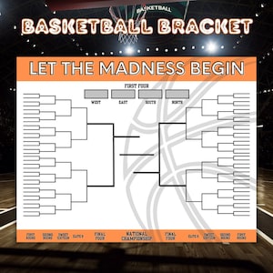 2024 Printable Men&#39;s Basketball Championship, Men&#39;s March Brackets, Basketball PDF JPG, College Basketball Bracket, Basketball Tournament