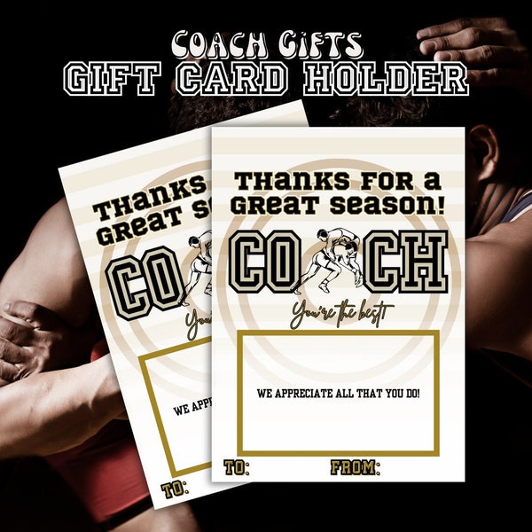 Wrestling Coach Appreciation Gift Card Holder, Thanks for a Great Season Coach Gift, Coach Printable Gift, Coach Gift Card End of Season