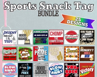 Sports Good Luck Tags Bundle, 25 bestanden inbegrepen met competitietraktatielabels, teamtags, speldagtags, digitale download