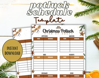 Christmas Potluck Sign Up Sheet EDITABLE | Holiday Potluck Sign Up PDF | Work Potluck Up Printable | Potluck Sign Up Form