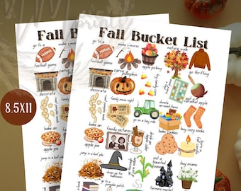 Fall Bucket List Printable, Autumn Bucket List download, Family Fall Bucket List, Autumn Activities Checklist,Fall To Do List,ready to print