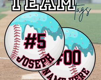 Baseball DRIP Boys Team, Custom Printable, Instant Download, Name Tags, Snack Baseball 2.5" Personalized Favor Tags, Ice Cream Drip