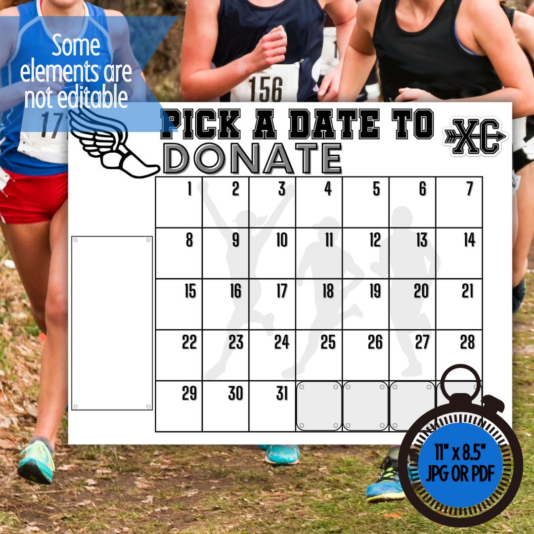 Editable Cross Country Calendar Fundraiser Template Clear the Board